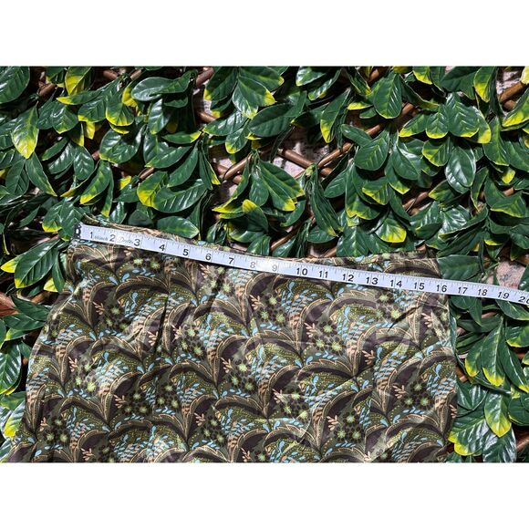 Vintage Ann Taylor Loft 100% Silk Green Paisley Knee Length Skirt Size 12P - Picture 5 of 6